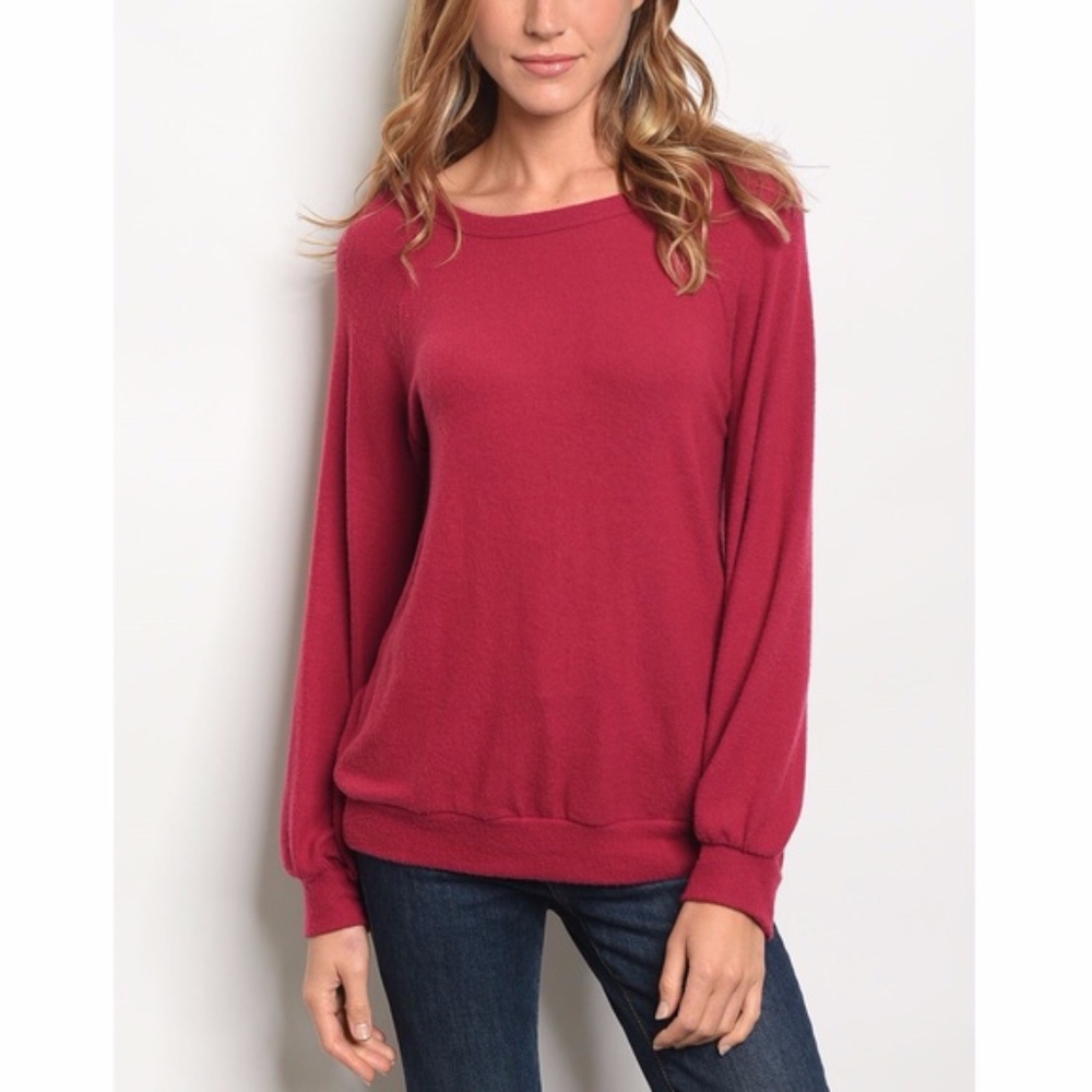 Magenta fuzzy pullover sweater